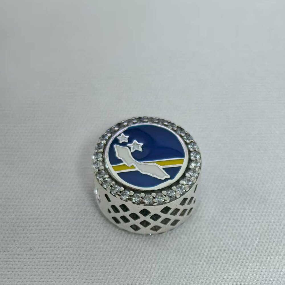 Pandora Curacao Map Charm, S925 Silver Jewelry